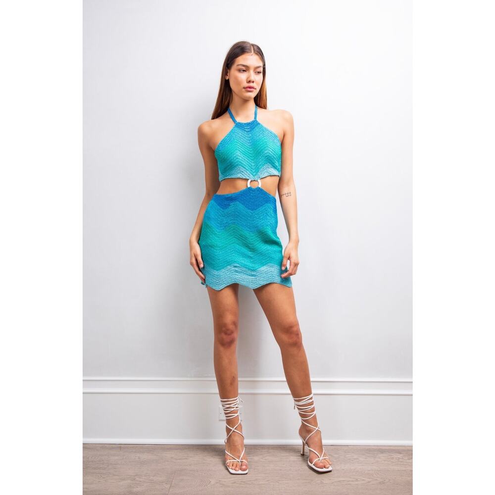 New Free People Lisa Maree Soul Chaser O-Ring Crochet Mini Dress $220 Size XS